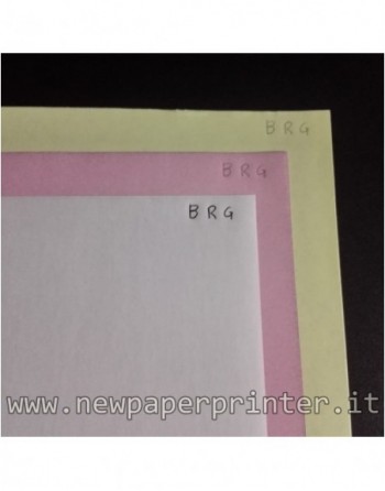 250x3 fogli A3 Carta Chimica CB Bianco/CFB Rosa/CF Giallo 60gr per stampanti inkjet/laser