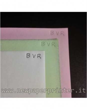 500x3 fogli A3 Carta Chimica CB Bianco/CFB Verde/CF Rosa 60gr per stampanti inkjet/laser